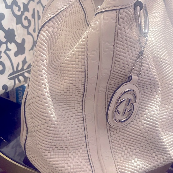 EUC Gucci Diamanté Leather and Raffia Sukey Hobo with Monogram trim - Picture 4 of 12